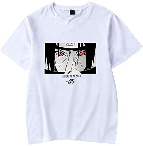 Tomwell Herren Anime 3D Aufdruck T-Shirt von Uchiha Itachi Shirt Mode Lässig Kurzarm Frauen Männer Mädchen Jungen Sommer Tops Unisex A Weiß L von Tomwell