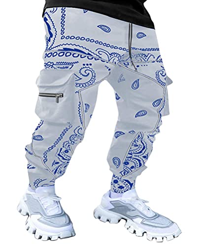 Tomwell Herren Hip Hop Jogger Cargo Pants Hosen Baggy Streetwear Punk Hose Cargohose Outdoorhose Männer Sporthose Freizeithose Jogging Treckking Casual Mit Taschen A Grau M von Tomwell