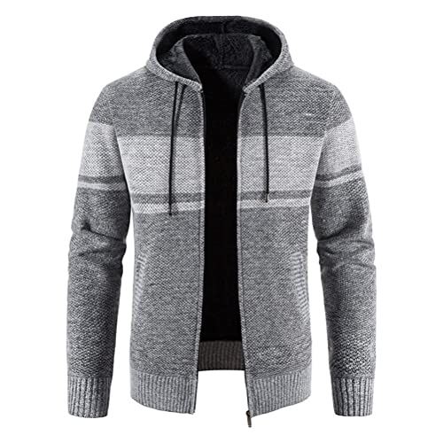 Tomwell Herren Kapuze Wintermantel Mantel Lang Slim Fit Herrenmantel Winter Premium Business Mantel Männer Wollmantel Langer Trenchcoat Mantel Windbreaker Warm Wolle Mantel B Grau M von Tomwell