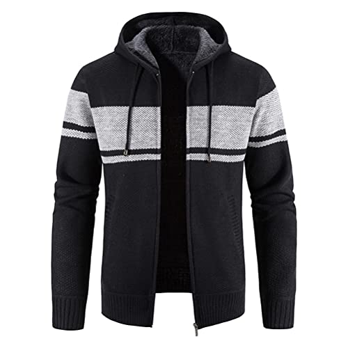 Tomwell Herren Kapuze Wintermantel Mantel Lang Slim Fit Herrenmantel Winter Premium Business Mantel Männer Wollmantel Langer Trenchcoat Mantel Windbreaker Warm Wolle Mantel B Schwarz 3XL von Tomwell