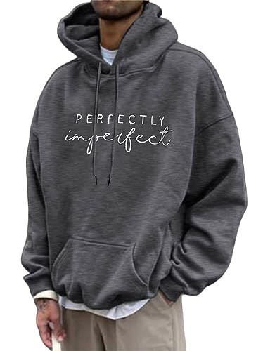 Tomwell Herren Kapuzenpullover Vintage Hoodie Druck Langarm Pullover für Männer Lässiges Oversized Sweatshirt Warm Pulli Sweatjacke mit Kapuze und Tasche Sports Hoodie B1 Dunkelgrau M von Tomwell