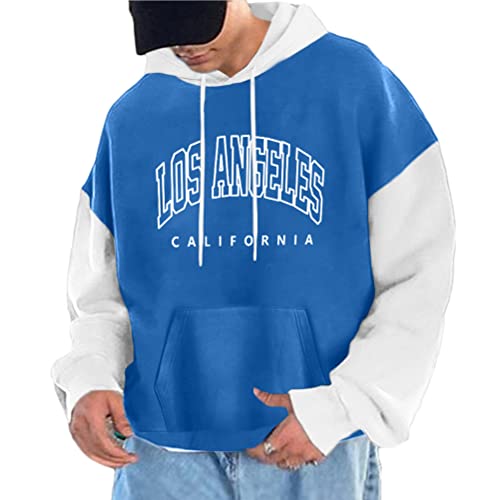 Tomwell Herren Kapuzenpullover Vintage Hoodie Druck Langarm Pullover für Männer Lässiges Oversized Sweatshirt Warm Pulli Sweatjacke mit Kapuze und Tasche Sports Hoodie D Blau M von Tomwell