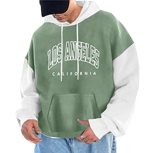 Tomwell Herren Kapuzenpullover Vintage Hoodie Druck Langarm Pullover für Männer Lässiges Oversized Sweatshirt Warm Pulli Sweatjacke mit Kapuze und Tasche Sports Hoodie D Grün L von Tomwell