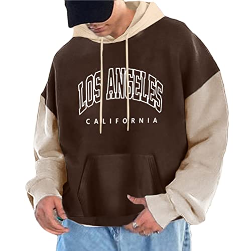 Tomwell Herren Kapuzenpullover Vintage Hoodie Druck Langarm Pullover für Männer Lässiges Oversized Sweatshirt Warm Pulli Sweatjacke mit Kapuze und Tasche Sports Hoodie D Kaffee L von Tomwell