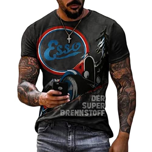 Tomwell Herren Racing Team T-Shirt Kurzarm Retro Printed Biker Motorrad Regular Slim Fit Stil K 3XL von Tomwell