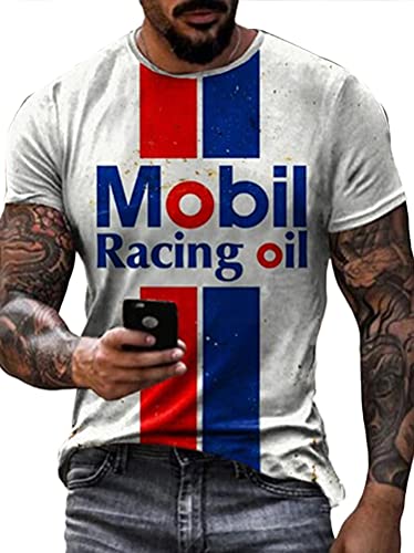 Tomwell Herren Racing Team T-Shirt Kurzarm Retro Printed Biker Motorrad Regular Slim Fit Stil M 5XL von Tomwell