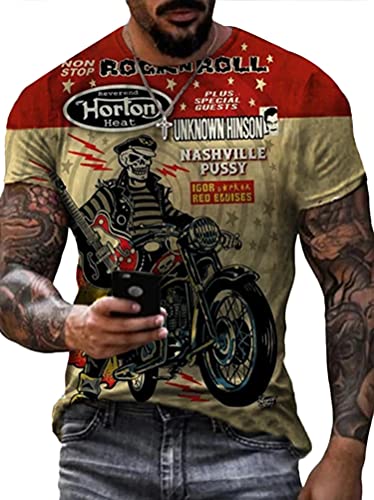 Tomwell Herren Racing Team T-Shirt Kurzarm Retro Printed Biker Motorrad Regular Slim Fit Stil O M von Tomwell