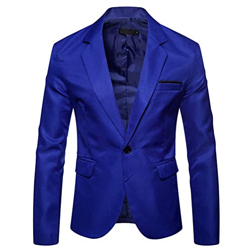 Tomwell Herren Sakko Einfarbig Blazer Slim Fit Männer Blazer Modern Freizeit Leichte Jacket Anzugjacke mit Knöpfen Sakko für Business Frühling und Herbst A Blau XXL von Tomwell