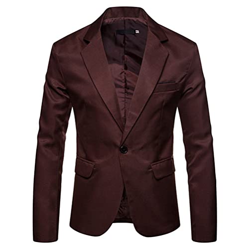 Tomwell Herren Sakko Einfarbig Blazer Slim Fit Männer Blazer Modern Freizeit Leichte Jacket Anzugjacke mit Knöpfen Sakko für Business Frühling und Herbst A Braun L von Tomwell