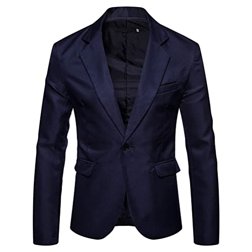 Tomwell Herren Sakko Einfarbig Blazer Slim Fit Männer Blazer Modern Freizeit Leichte Jacket Anzugjacke mit Knöpfen Sakko für Business Frühling und Herbst A Dunkelblau L von Tomwell