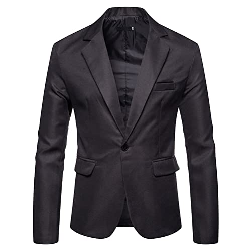 Tomwell Herren Sakko Einfarbig Blazer Slim Fit Männer Blazer Modern Freizeit Leichte Jacket Anzugjacke mit Knöpfen Sakko für Business Frühling und Herbst A Dunkelgrau XXL von Tomwell