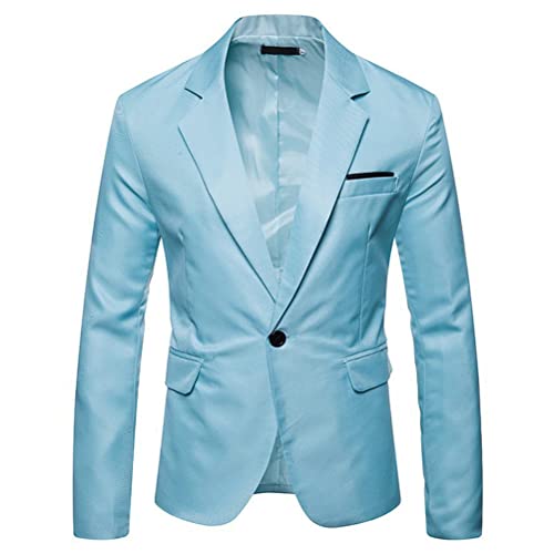 Tomwell Herren Sakko Einfarbig Blazer Slim Fit Männer Blazer Modern Freizeit Leichte Jacket Anzugjacke mit Knöpfen Sakko für Business Frühling und Herbst A Hellblau XXL von Tomwell