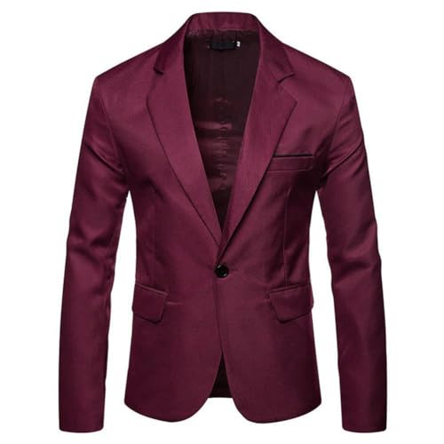 Tomwell Herren Sakko Einfarbig Blazer Slim Fit Männer Blazer Modern Freizeit Leichte Jacket Anzugjacke mit Knöpfen Sakko für Business Frühling und Herbst A Rot 3XL von Tomwell