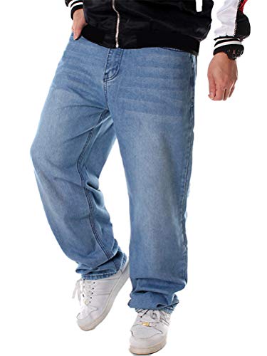 Tomwell Herren Straight Jeans Farbblock Patchwork Denim Hose Retro Nähen Loose Jeans Jogginghose Streetwear A Blau XXL von Tomwell