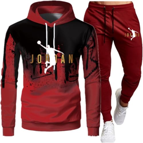 Tomwell Herren Trainingsanzug Lambo Drucken Jogginganzug Sportanzug Jogginghose Sporthose und Trainingsjacke Kapuzenpullover Sweatshirt Gym Sportbekleidung Rot D 01 M von Tomwell