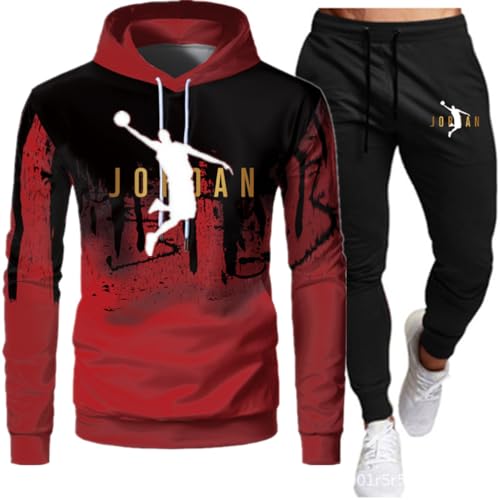 Tomwell Herren Trainingsanzug Lambo Drucken Jogginganzug Sportanzug Jogginghose Sporthose und Trainingsjacke Kapuzenpullover Sweatshirt Gym Sportbekleidung Rot D 02 S von Tomwell