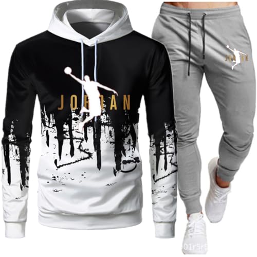 Tomwell Herren Trainingsanzug Lambo Drucken Jogginganzug Sportanzug Jogginghose Sporthose und Trainingsjacke Kapuzenpullover Sweatshirt Gym Sportbekleidung Weiß D 01 S von Tomwell