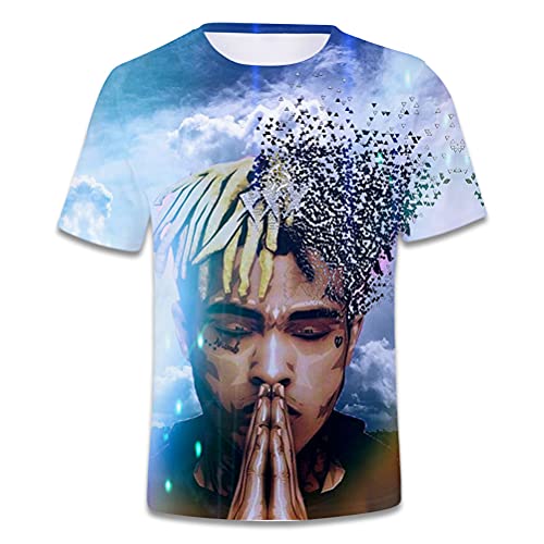 Tomwell Herren und Damen Hip Hop T-Shirt Lil Peep und Xxxtentacion Fan Shirt 3D Drucken Kurzarm Oberteile Bekleidung Sommer lockere Kleidung atmungsaktiv Tops Stil 2 L von Tomwell