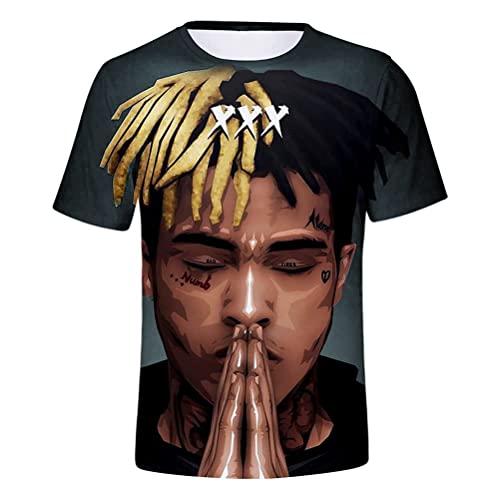 Tomwell Herren und Damen Hip Hop T-Shirt Lil Peep und Xxxtentacion Fan Shirt 3D Drucken Kurzarm Oberteile Bekleidung Sommer lockere Kleidung atmungsaktiv Tops Stil 26 L von Tomwell