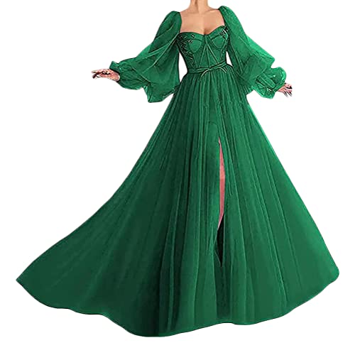 Tomwell Hochzeitskleid Damen Lang Brautkleider Elegant Spitze Brautmode RüCkenfrei Abiball Prinzessin Kleider Abendkleider Elegant FüR Hochzeit Grün S von Tomwell