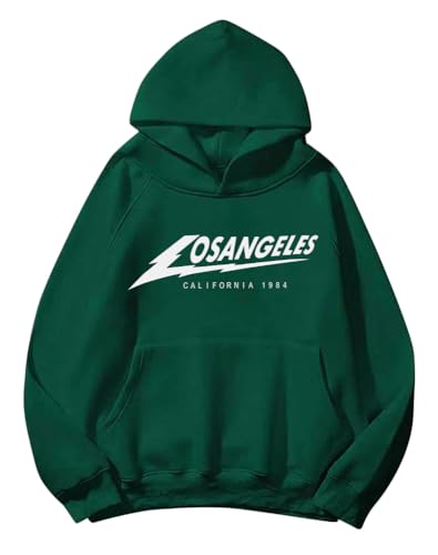 Tomwell Hoodie Damen Herbst Winter Kapuzenpullover Oversize Pullover mit Kapuze Teenager Mädchen Langarm Sweatshirt Casual Pulli mit Taschen H Dunkelgrün L von Tomwell