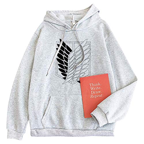 Tomwell Hoodie Herren Damen AOT Scouting Legion Aufklärungstrupp Anime Pullover 3D Pulli Männer A.N.T Ackermann Sweatshirt Langarm Shirt Casual Top B Grau M von Tomwell