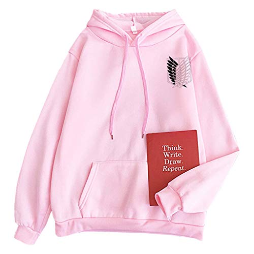 Tomwell Hoodie Herren Damen AOT Scouting Legion Aufklärungstrupp Anime Pullover 3D Pulli Männer A.N.T Ackermann Sweatshirt Langarm Shirt Casual Top C Rosa M von Tomwell