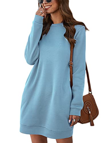 Tomwell Hoodie Kleid Damen Pullover Langarm Sweatshirtkleid Tops Herbst Kurz Kleid Sweatshirt Pulloverkleid mit Taschen Blau XXL Tomwell Hoodie Kleid Damen Pullover Langarm Sweatshirtkleid Tops Herbst Kurz Kleid Sweatshirt Pulloverkleid mit Taschen Blau XXL von Tomwell