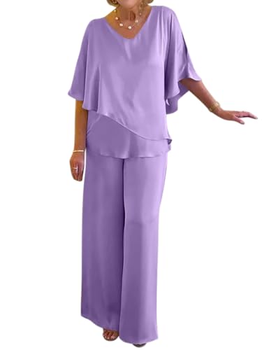 Tomwell Hosenanzug Damen Festlich Elegant Große Größen Tüll Abendanzug Sets Zweiteiler Hohe Taille 2-Teiliges Set Outfit Hochzeit Cocktail Party B Violett XS Tomwell Hosenanzug Damen Festlich Elegant Große Größen Tüll Abendanzug Sets Zweiteiler Hohe Taille 2-Teiliges Set Outfit Hochzeit Cocktail Party B Violett XS von Tomwell