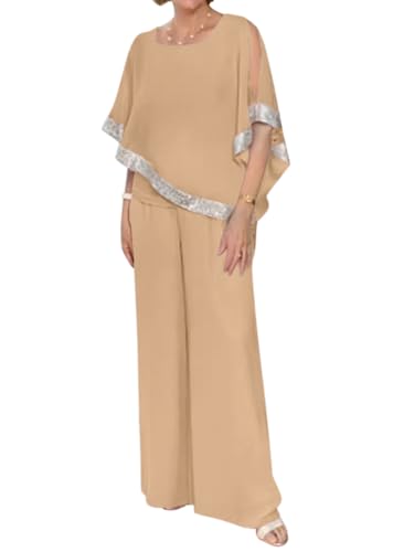 Tomwell Hosenanzug Damen Festlich Elegant Große Größen Tüll Abendanzug Sets Zweiteiler Hohe Taille Hosenanzug Elegant 2-Teiliges Set Outfit Hochzeit Cocktail Party Hosenanzug A Khaki M Tomwell Hosenanzug Damen Festlich Elegant Große Größen Tüll Abendanzug Sets Zweiteiler Hohe Taille Hosenanzug Elegant 2-Teiliges Set Outfit Hochzeit Cocktail Party Hosenanzug A Khaki M von Tomwell