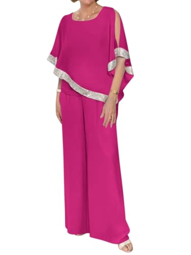 Tomwell Hosenanzug Damen Festlich Elegant Große Größen Tüll Abendanzug Sets Zweiteiler Hohe Taille Hosenanzug Elegant 2-Teiliges Set Outfit Hochzeit Cocktail Party Hosenanzug A Rose Rot 3XL Tomwell Hosenanzug Damen Festlich Elegant Große Größen Tüll Abendanzug Sets Zweiteiler Hohe Taille Hosenanzug Elegant 2-Teiliges Set Outfit Hochzeit Cocktail Party Hosenanzug A Rose Rot 3XL von Tomwell