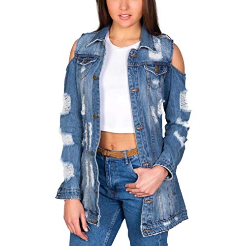 Tomwell Jeansjacke Damen Langarm Boyfriend Oversize Übergangsjacke Jacke Denim Casual Jeansjacke Kurze E Blau M von Tomwell