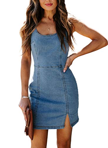 Tomwell Jeanskleider Damen Sommer Bandeau Denim Bodycon Minikleid Schlank Ärmellos V Ausschnitt Spaghetti Träger Kleider Rückenfreies Partykleid Cocktailkleid C Blau M Tomwell Jeanskleider Damen Sommer Bandeau Denim Bodycon Minikleid Schlank Ärmellos V Ausschnitt Spaghetti Träger Kleider Rückenfreies Partykleid Cocktailkleid C Blau M von Tomwell