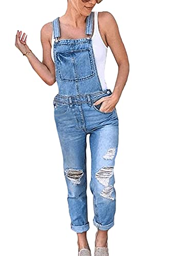 Tomwell Jeanslatzhose Damen Latzhose Jeans Hose Vintage Loose fit Jumpsuit Overall Blumen Denim Playsuit Romper C Blau 44 von Tomwell