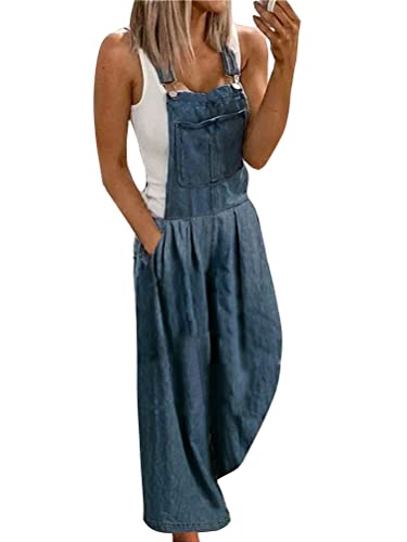 Tomwell Jeanslatzhose Damen Latzhose Jeans Lange Hose Denim Jumpsuit Playsuit Jeanshosen Vintage Overall Loose Fit Hoseanzug Jumpsuit E Dunkelblau L von Tomwell