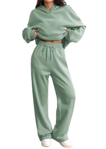 Tomwell Jogginganzug Damen Elegant Langarm Hausanzug Zweiteiler Trainingsanzug Hoodie A Grün M von Tomwell