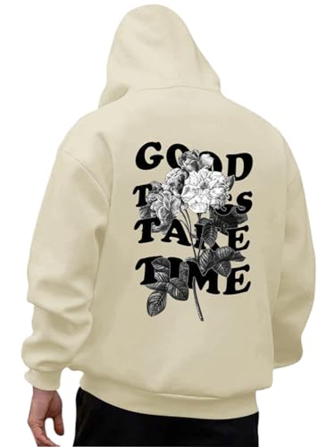 Tomwell Kapuzenpullover Herren Winter Oversized y2k Hoodie mit Backprint Classic Hoody Pullover Casual Streetwear A Khaki M von Tomwell