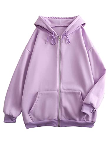 Tomwell Kapuzenpullover für Damen Herren Graphics Harajuku Sweatshirt Vintage Y2K Hoodies Kordelzug für Paare Druck Pullover mit Kapuze 90er E-Girl Streetwear Top D Violett L von Tomwell