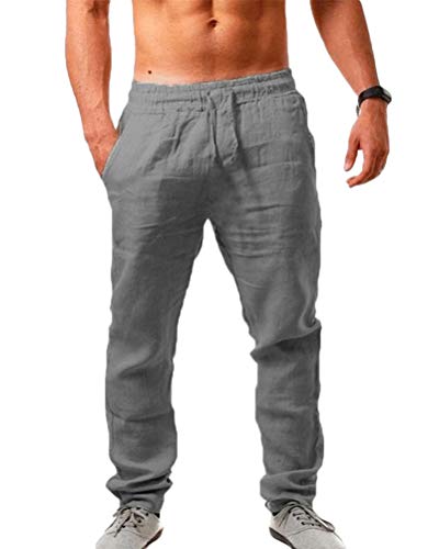 Tomwell Leinenhose Männer Chino Herren-Hose lockere Sommer Stoffhose Freizeithose aus bequemer Baumwolle lang 03 Grau XL Tomwell Leinenhose Männer Chino Herren-Hose lockere Sommer Stoffhose Freizeithose aus bequemer Baumwolle lang 03 Grau XL von Tomwell