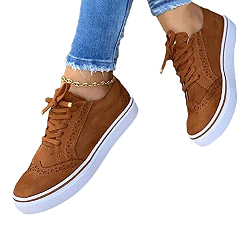 Tomwell Low-Cut Sneaker Canvas Flache Schuhe Damen Freizeitschuhe Damen Sommer Frühling Turnschuhe Braun 38 EU von Tomwell