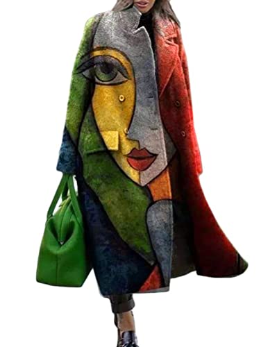 Tomwell Mäntel Damen Casual Mantel Revers Lange Ärmel Winterjacke Einfarbig Mode Lange Coat Warme Outwear Elegant Einreiher Cardigan Jacke Oberbekleidung Z1 Rot L von Tomwell