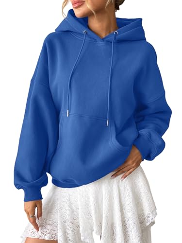 Tomwell Oversized Hoodie Damen Winter Pullover Casual Kapuzenpullover Langarm Sweatshirt Hoody mit Kapuze A Dunkelblau XL von Tomwell