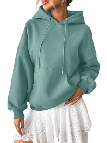 Tomwell Oversized Hoodie Damen Winter Pullover Casual Kapuzenpullover Langarm Sweatshirt Hoody mit Kapuze A Grün XXL von Tomwell