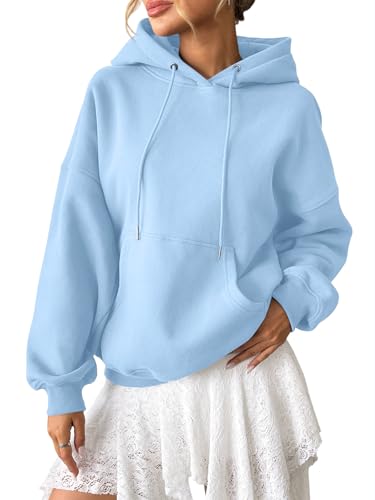 Tomwell Oversized Hoodie Damen Winter Pullover Casual Kapuzenpullover Langarm Sweatshirt Hoody mit Kapuze A Hellblau L von Tomwell