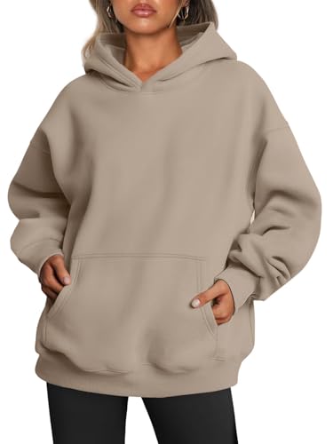 Tomwell Oversized Hoodie Damen Winter Pullover Casual Kapuzenpullover Langarm Sweatshirt Tops mit Taschen A Khaki XL Tomwell Oversized Hoodie Damen Winter Pullover Casual Kapuzenpullover Langarm Sweatshirt Tops mit Taschen A Khaki XL von Tomwell