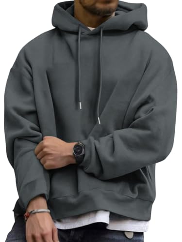 Tomwell Oversized Hoodie Herren Winter Kapuzenpullover Casual Pullover mit Kapuze Classic Hoody A Dunkelgrau M von Tomwell