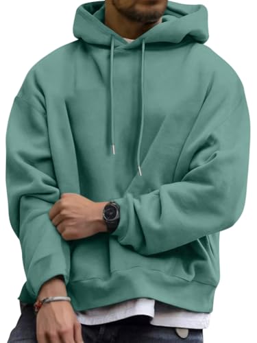 Tomwell Oversized Hoodie Herren Winter Kapuzenpullover Casual Pullover mit Kapuze Classic Hoody A Grün M von Tomwell