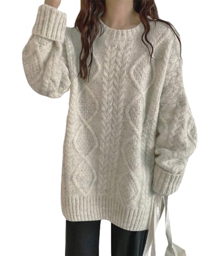 Tomwell Pullover Damen Langarm Einfarbig Strickpullover Rollkragen Lässige Elegant Jumper Sweater Warm Gestrickter Oberteil Winter Grobstrick Pulli Tops A Aprikose M von Tomwell