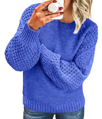 Tomwell Pullover Damen Strickpullover Elegant Feder Hohlpullover Casual V-Ausschnitt Langarm Jumper Lose Pulli Einfarbig Sweater Oberteile Tops Herbst Winter B Dunkelblau S von Tomwell