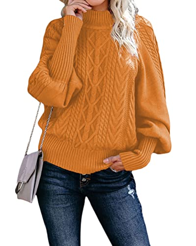 Tomwell Pullover Sweater Damen Rundhals Langarm T-Shirt Pullover Langarm Sweatshirt Einfarbig Gestrickter Pullover Top Lose Sweatshirts Orange L von Tomwell